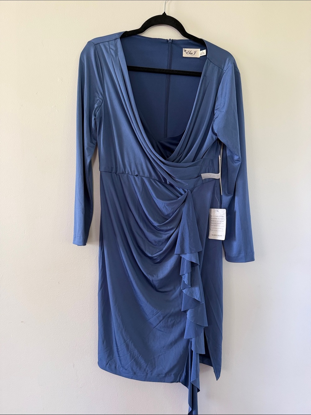 Eliza J | Blue Draped V-Neck Evening Dress